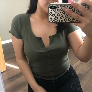 Olive Green Short Sleeve Top